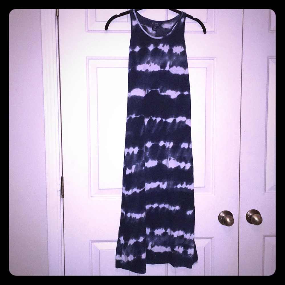 Polo Ralph Lauren navy tie-dyed long dress